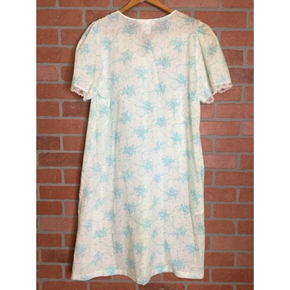 Vintage Dreamcoats Women's Nightgown Housecoat Set Floral Print Lace Detail Sz M - Picture 11 of 16